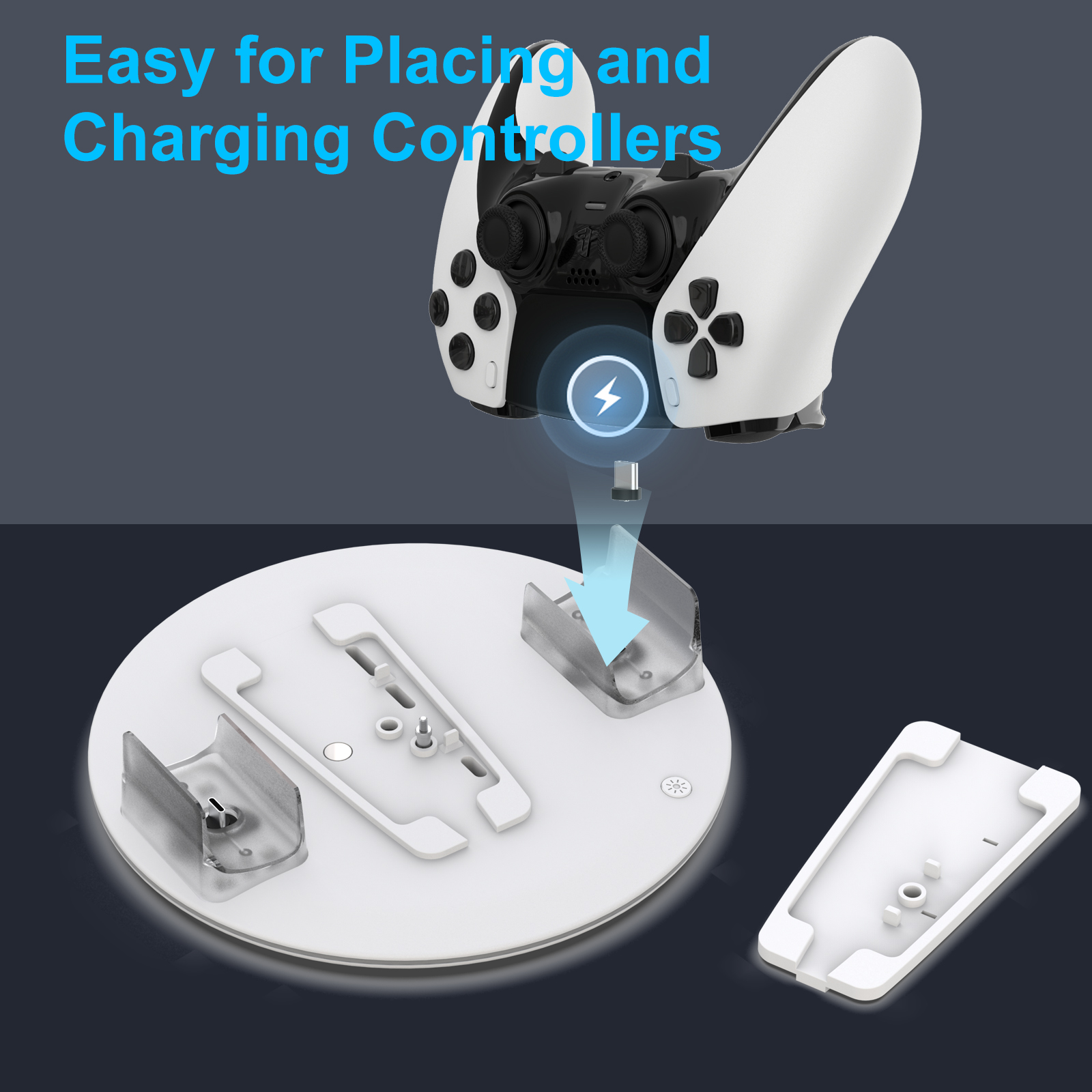 Honcam Vertical Stand for PS5/Slim Disc Digital Console with Dualsense/Edge Controller Charging Dock Rgb Light